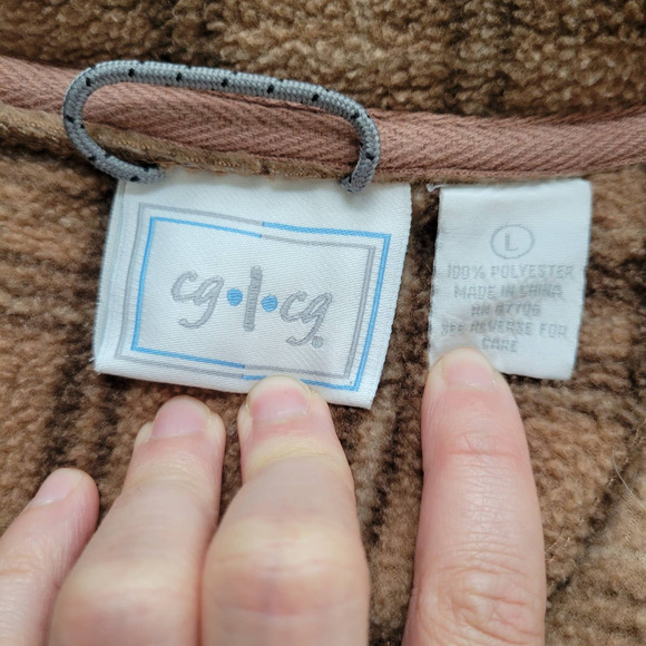 cg l cg Windowpane Plaid Full Zip Long Sleeve Fleece Jacket - Picture 5 of 6